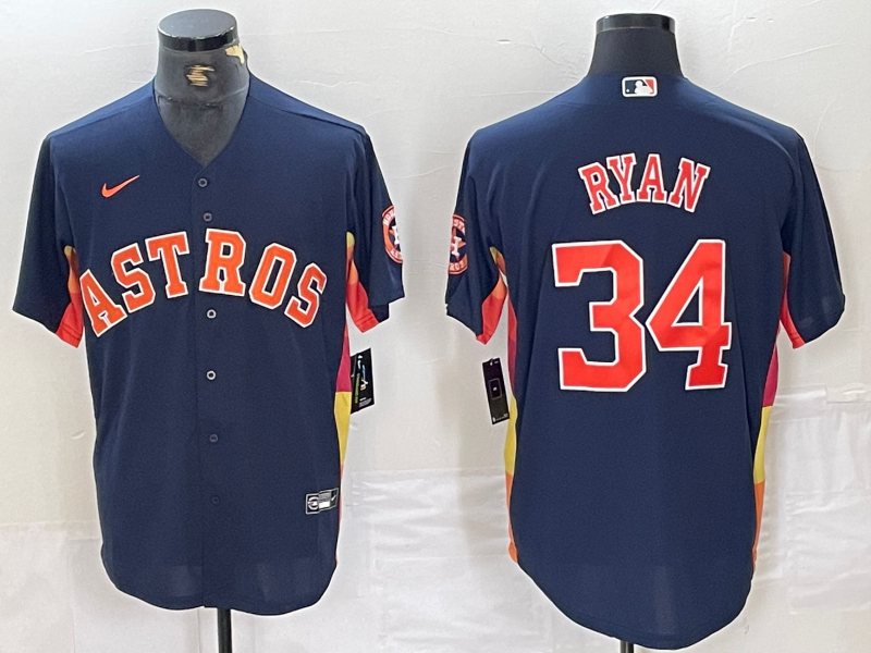 Men's Houston Astros Nolan Ryan #34 Navy Team Jersey
